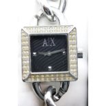 Armani Exchange ladies chain bracelet fashion wristwatch in original box. P&P Group 1 (£14+VAT for