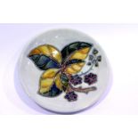 Moorcroft small modern Brambles pin dish. P&P Group 2 (£18+VAT for the first lot and £3+VAT for