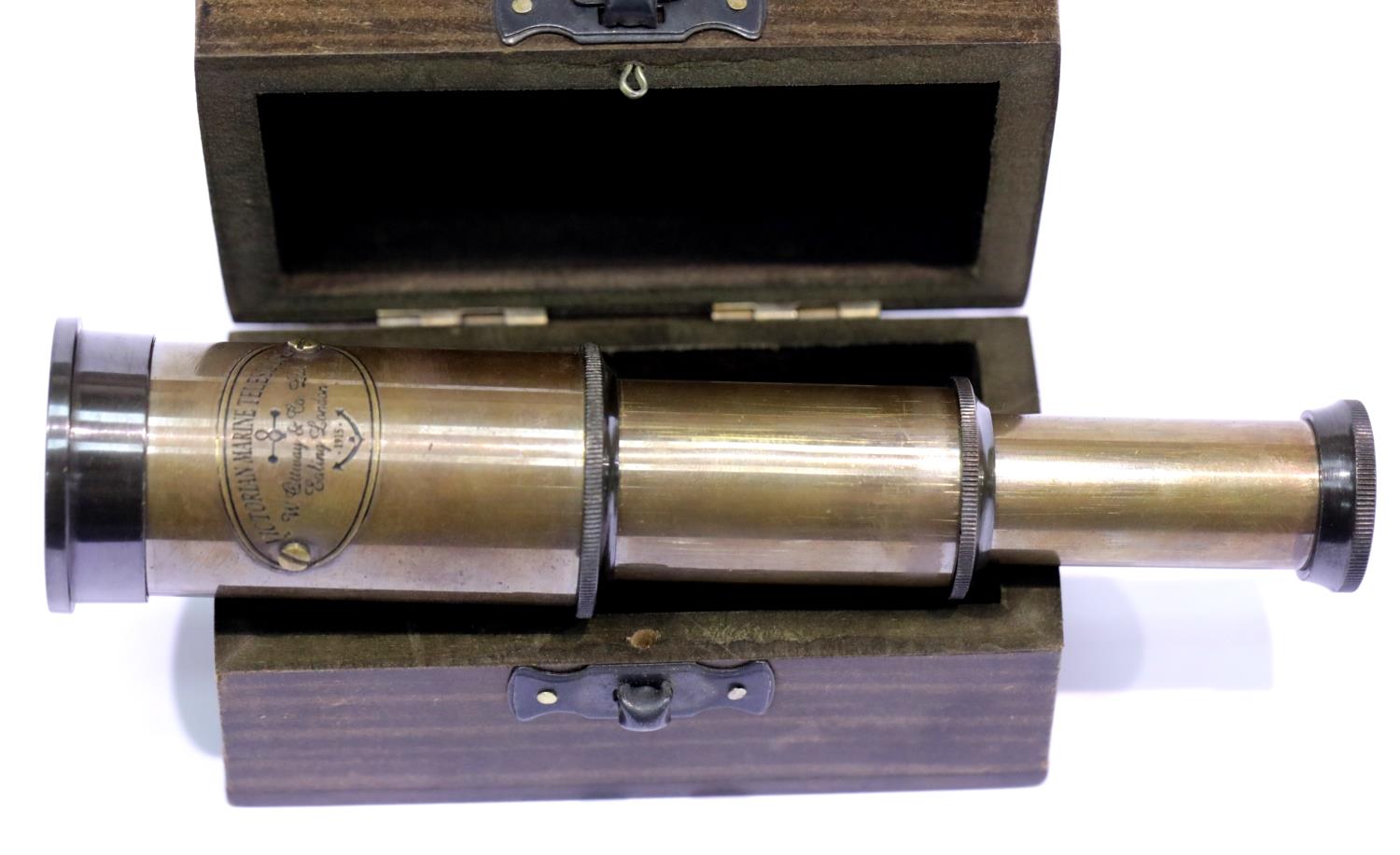 Boxed brass Victorian marine telescope, L: 16 cm. P&P Group 2 (£18+VAT for the first lot and £3+ - Image 2 of 3
