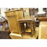 Contemporary oak bedside table of single drawer above a single panelled cupboard door. Not available