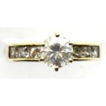 Ladies 9ct gold cubic zirconia fancy solitaire ring, size L, 2.7g. P&P Group 1 (£14+VAT for the