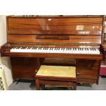 Walderman German contemporary upright piano in high gloss flame mahogany L: 147 cm, with height
