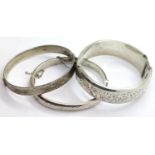 Three silver bangles, 65g total. P&P Group 1 (£14+VAT for the first lot and £1+VAT for subsequent