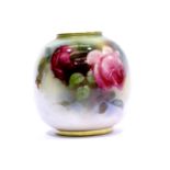 Royal Worcester hand painted and gilt globular vase, H: 7.5 cm. P&P Group 1 (£14+VAT for the first