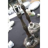 Pair of cast metal lamps. H: 42 cm. P&P Group 3 (£25+VAT for the first lot and £5+VAT for subsequent