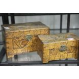 Two heavily carved Chinese boxes. P&P Group 3 (£25+VAT for the first lot and £5+VAT for subsequent