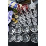 Collection of Georgian and Victorian glass, including rummers, flutes, coupes etc. This lot is not