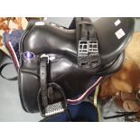 19 inch, Teversal Saddlery, black leather General Purpose saddle to include Frank Harris padded
