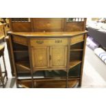 19th century inlaid rosewood chiffonier with raised upstand and two door cupboard. Not available for