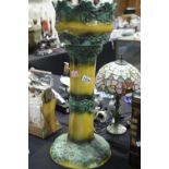 Victorian Majolica glazed ceramic jardinere on stand, H: 69 cm. Not available for in-house P&P.