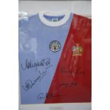 A rare Manchester City/Manchester Utd shirt, only 8 of which commissioned by Mike Summerbee. The