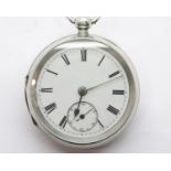 Hallmarked silver key wind pocket watch, Chester assay. P&P Group 1 (£14+VAT for the first lot