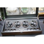 Wooden watch display case for 16 watches with revolving mounts. Not available for in-house P&P.