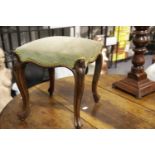 Victorian walnut framed upholstered dressing stool. Not available for in-house P&P.