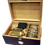 Walnut and burr walnut humidor with approximately forty Dominican Republic cigars. P&P Group 3 (£