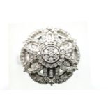 Ladies 9ct white gold ornate fancy diamond ring, size P, 5.7g. P&P Group 1 (£14+VAT for the first