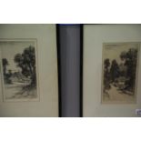Pair of vintage lithograph pictures signed by artist. Not available for in-house P&P.