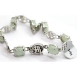 Ladies silver Chinese and jade fancy ornate bracelet. P&P Group 1 (£14+VAT for the first lot and £