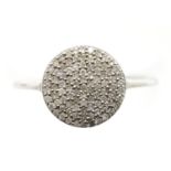 925 silver ring pave set with diamonds, size O, 2.0g. P&P Group 1 (£14+VAT for the first lot and £