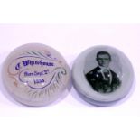 Two American paperweights by W H Maxwell of Rochester c1880. P&P Group 2 (£18+VAT for the first