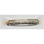 9ct gold diamond ring, size S/T, 1.6g. Not available for in-house P&P.
