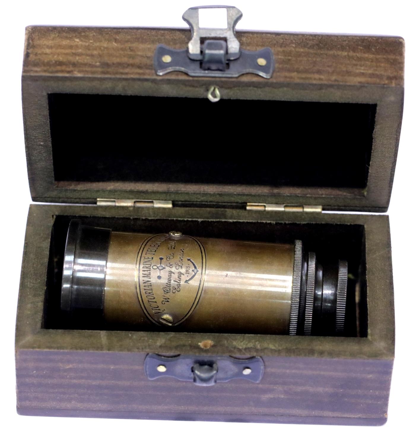 Boxed brass Victorian marine telescope, L: 16 cm. P&P Group 2 (£18+VAT for the first lot and £3+