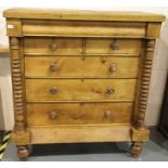 19th century Scottish stripped pine chest comprising a concealed drawer above a flight of four