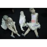 Two Nao Ballerinas and a Goose. P&P Group 3 (£25+VAT for the first lot and £5+VAT for subsequent