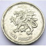 Double tail Welsh dragon £1 coin. P&P group 1 (£14 for the first lot and £1 for each subsequent lot)