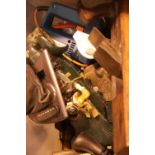 Selection of modern and vintage tools including carpenters planes, jigsaws etc. Not available for