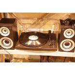 GPO Piccadilly Retro 3-speed turntable with perspex lid and external speakers; bluetooth receiver,