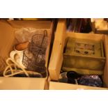 Two boxes of mixed ceramics and glassware. Not available for in-house P&P.