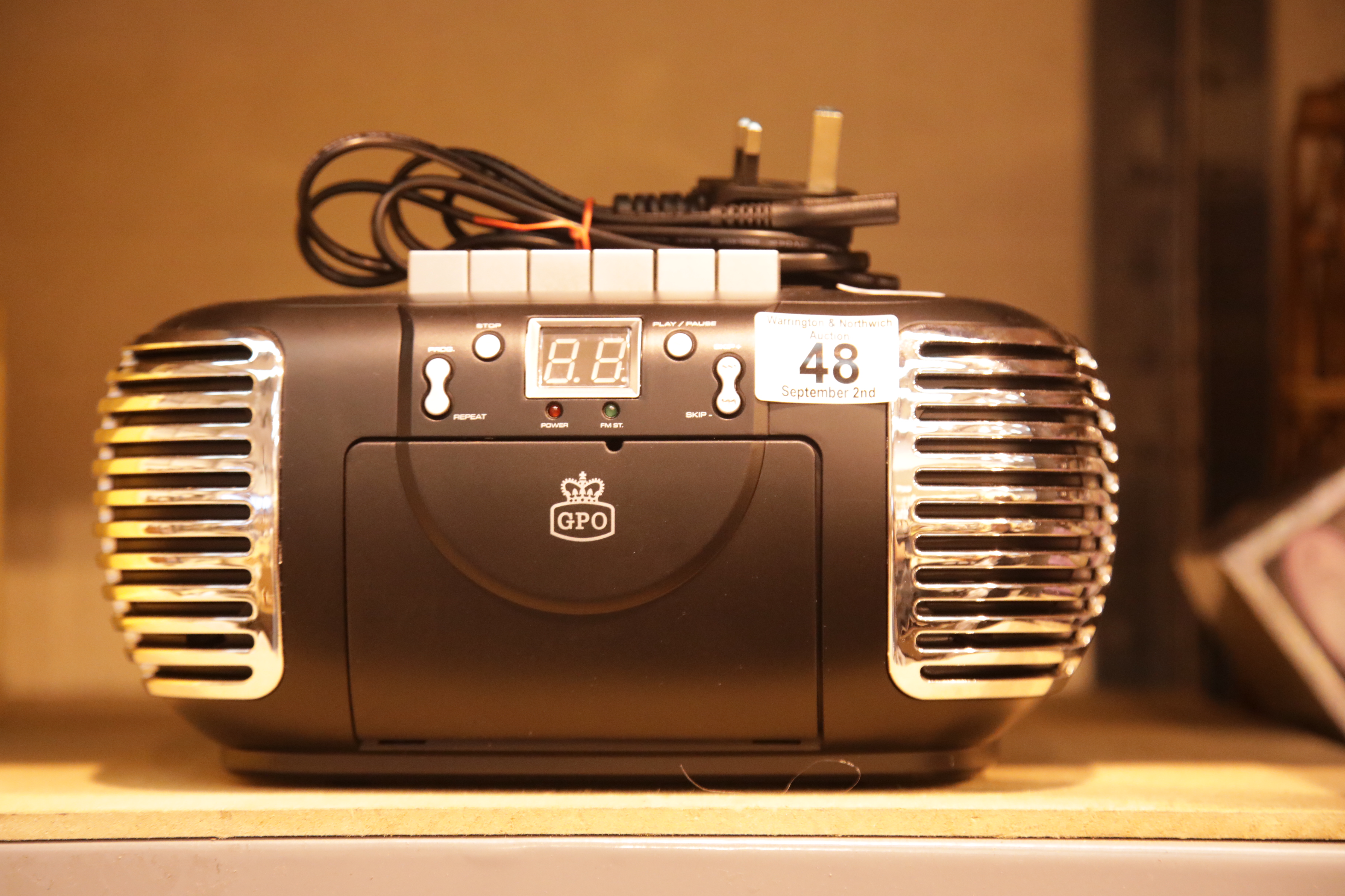 Black GPO PCD299 3 in 1 FM/AM radio, CD and cassette player. Not available for in-house P&P.