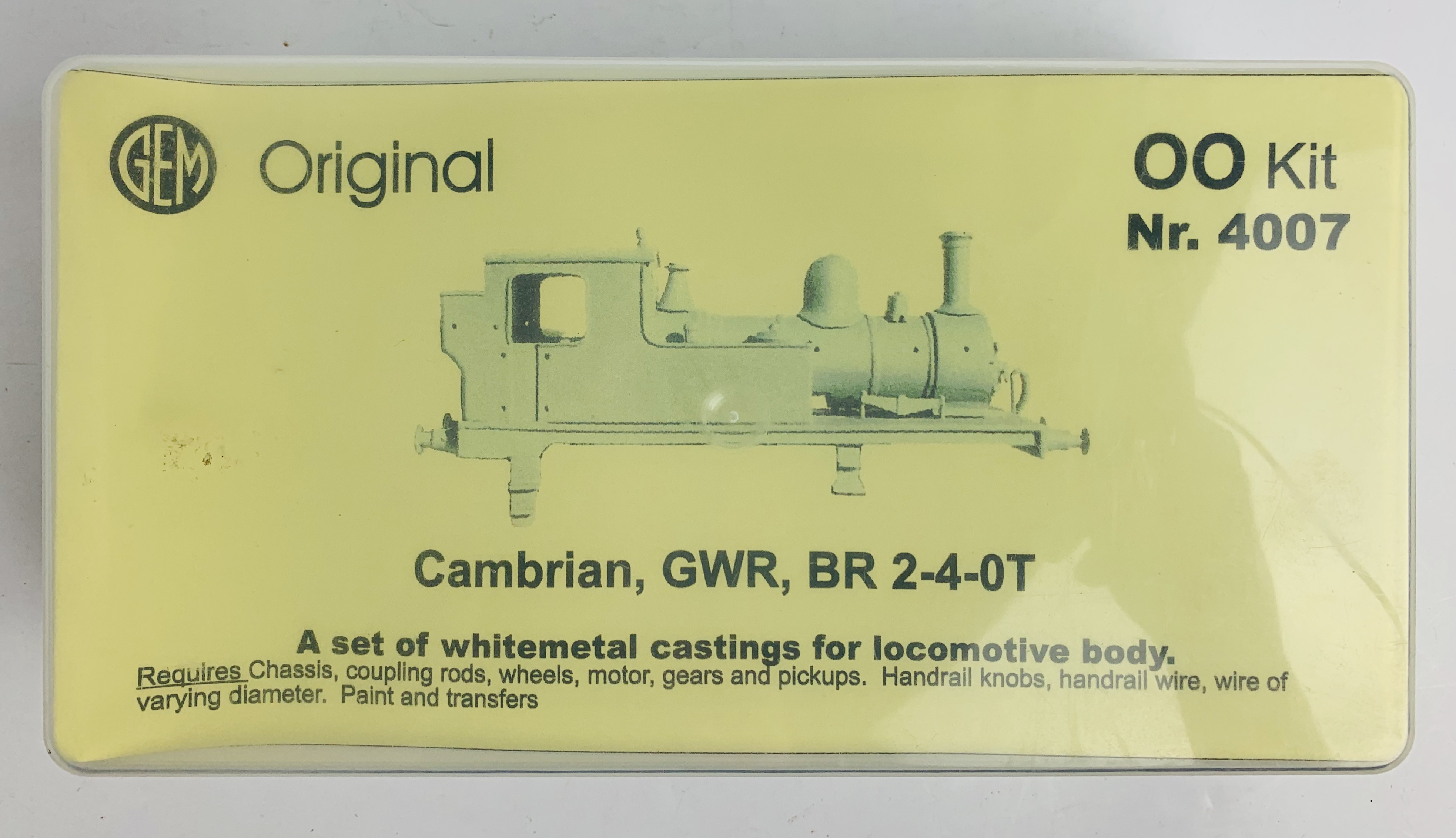 GEM OO Kit 4007 - GWR / BR 2-4-0T - Boxed - Contents Unchecked. P&P Group 1 (£14+VAT for the first