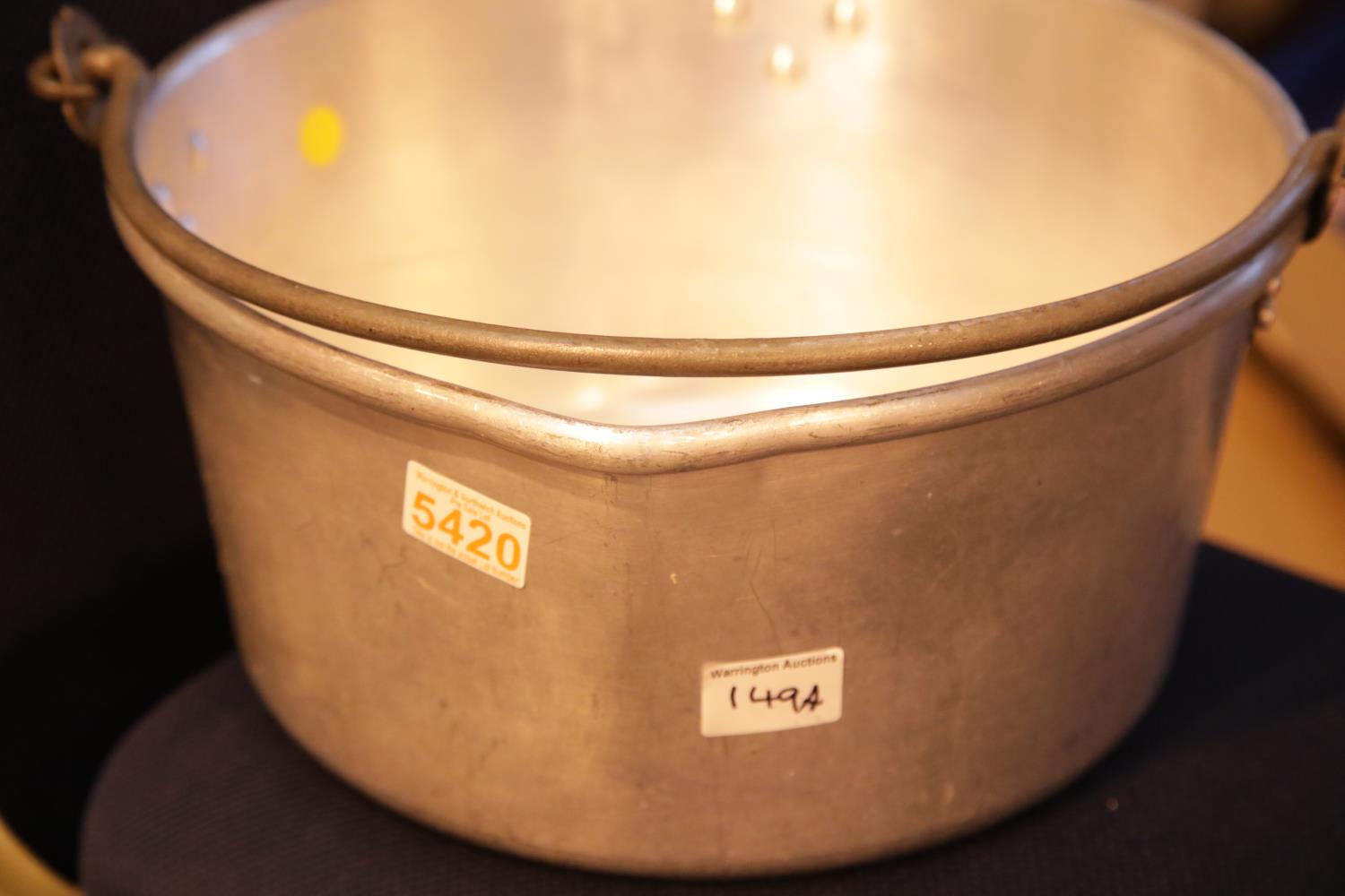 Large aluminium jam pan. Not available for in-house P&P.