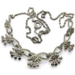 Vintage white metal marcasite set necklace. P&P Group 1 (£14+VAT for the first lot and £1+VAT for