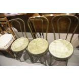Set of three modern Parisian Bistro style aluminium chairs. Not available for in-house P&P