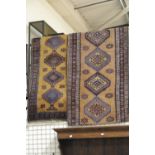 Two woollen runners, 280 x 80 cm approximately. Not available for in-house P&P.