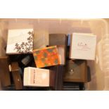 Box of empty jewellery boxes, mixed makes. Not available for in-house P&P.
