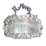 Sterling silver vintage 1967 Brandy decanter label. P&P Group 1 (£14+VAT for the first lot and £1+
