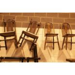 Two pairs of vintage dining chairs. Not available for in-house P&P. Condition Report: 107 cm from