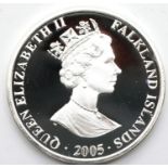 2005 Falkland Islands sterling silver Horatio Nelson one crown coin. P&P Group 1 (£14+VAT for the