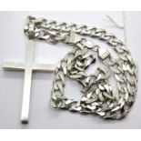 Sterling silver solid vintage 1973 Priests cross on heavy sterling silver curb chain, both pieces