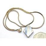 Sterling silver mother of pearl pendant on sterling silver solid necklace. P&P Group 1 (£14+VAT