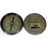Brass Titanic compass. P&P Group 1 (£14+VAT for the first lot and £1+VAT for subsequent lots)