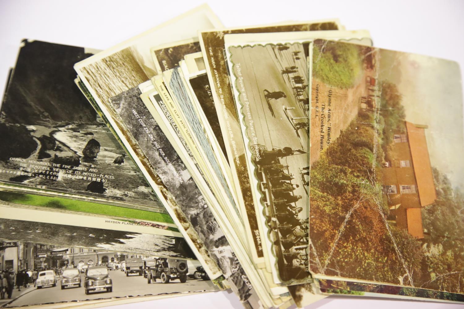 Collection of early photographic postcards, subjects including buildings and architecture,