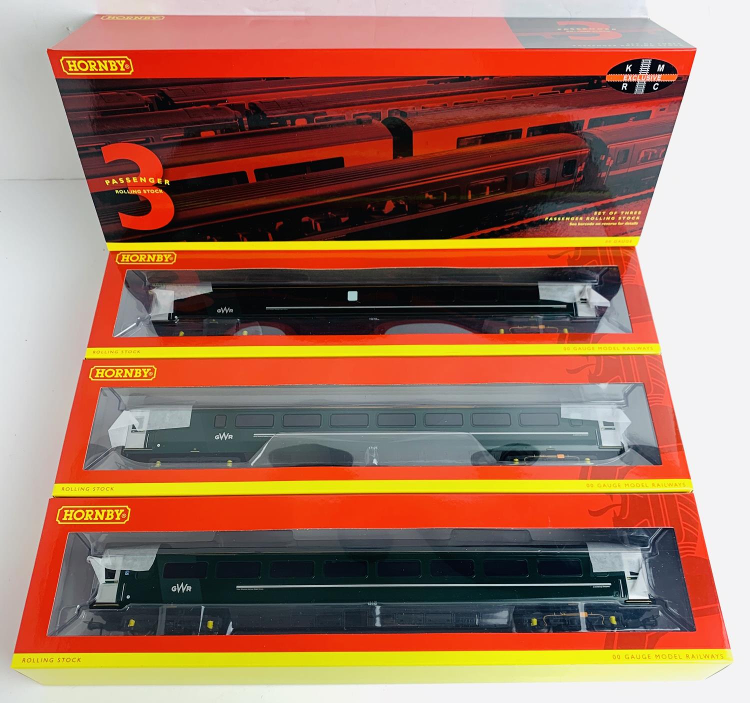 Hornby OO R4872 GWR Mk3 Green 'Night Riviera Day Coaches' Triple Coach Pack 'Kernow Exclusive' - New