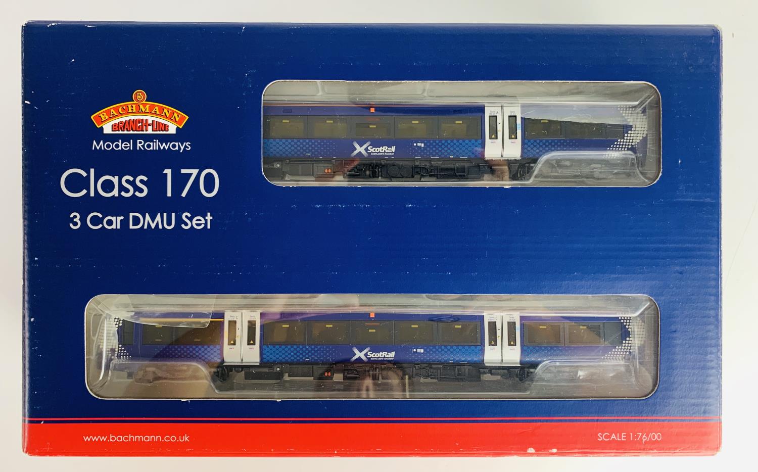 Bachmann OO 32-467 Class 170/4 3 Car DMU Transport Scotland Saltire Livery - Boxed. P&P Group 2 (£