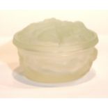 Circular nude lidded glass bowl. P&P Group 1 (£14+VAT for the first lot and £1+VAT for subsequent