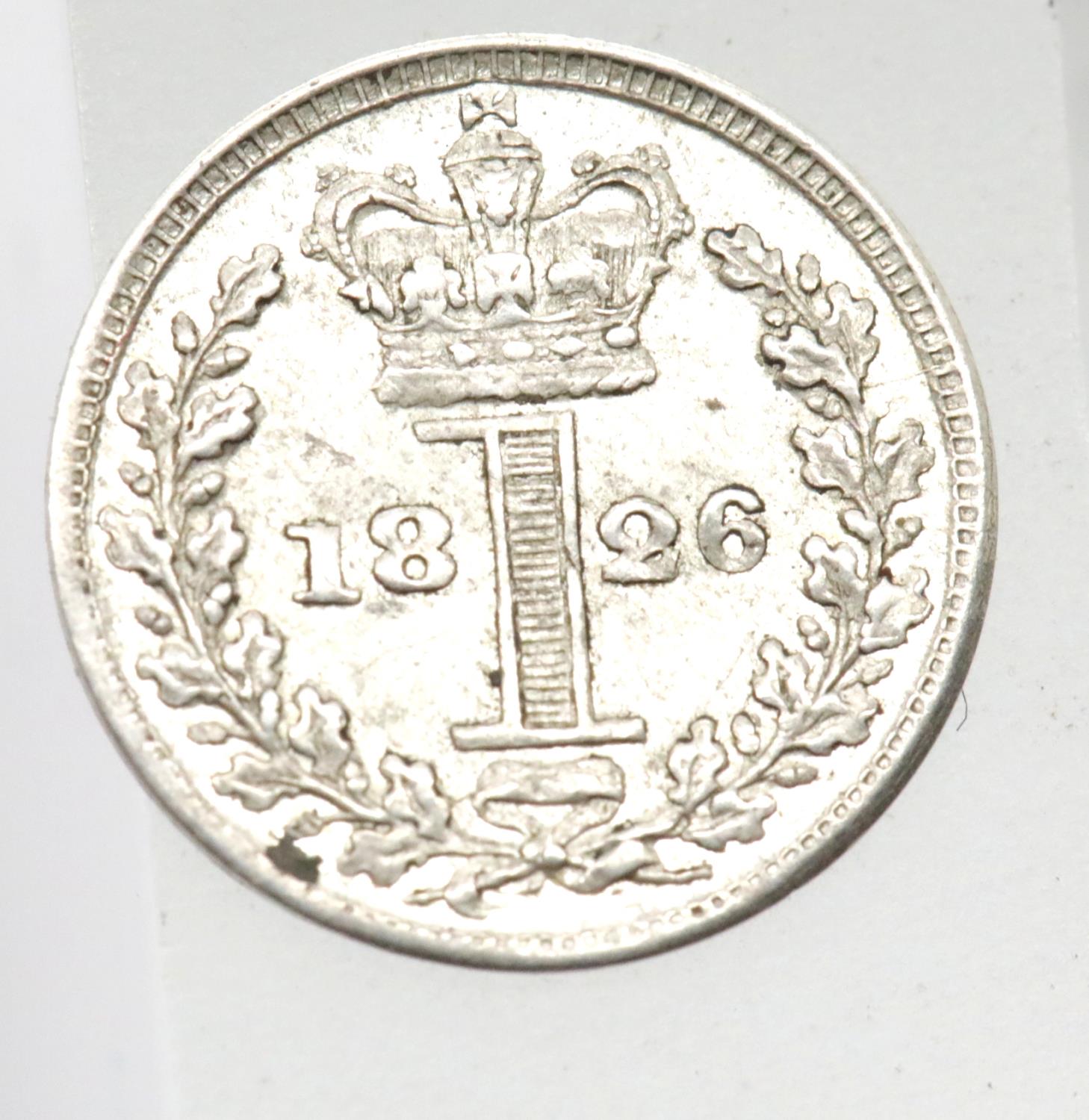 1826 - Silver Maundy Penny of King George IV - Uncirculated. P&P Group 1 (£14+VAT for the first - Image 2 of 2